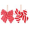 Candy Stripe Christmas Bow Tie Red White Tree Decorations New Wreath Bow  Door Decor