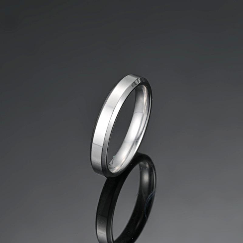 4mm/6mm/8mm Double Beveled Polished Stainless Steel/Titanium Ring - European & American Style