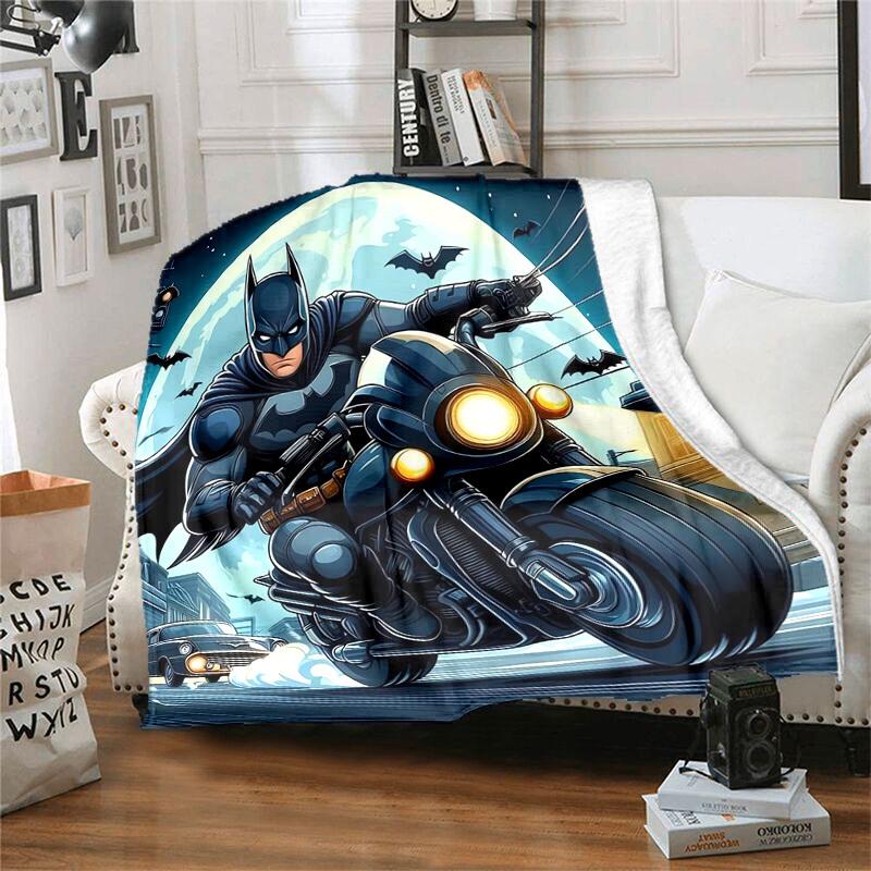 1pc Batman Motorcycle Chase Cartoon Blanket,Portable Throw for Travel & Camping, All Season Cozy Blanket,Ideal Gift