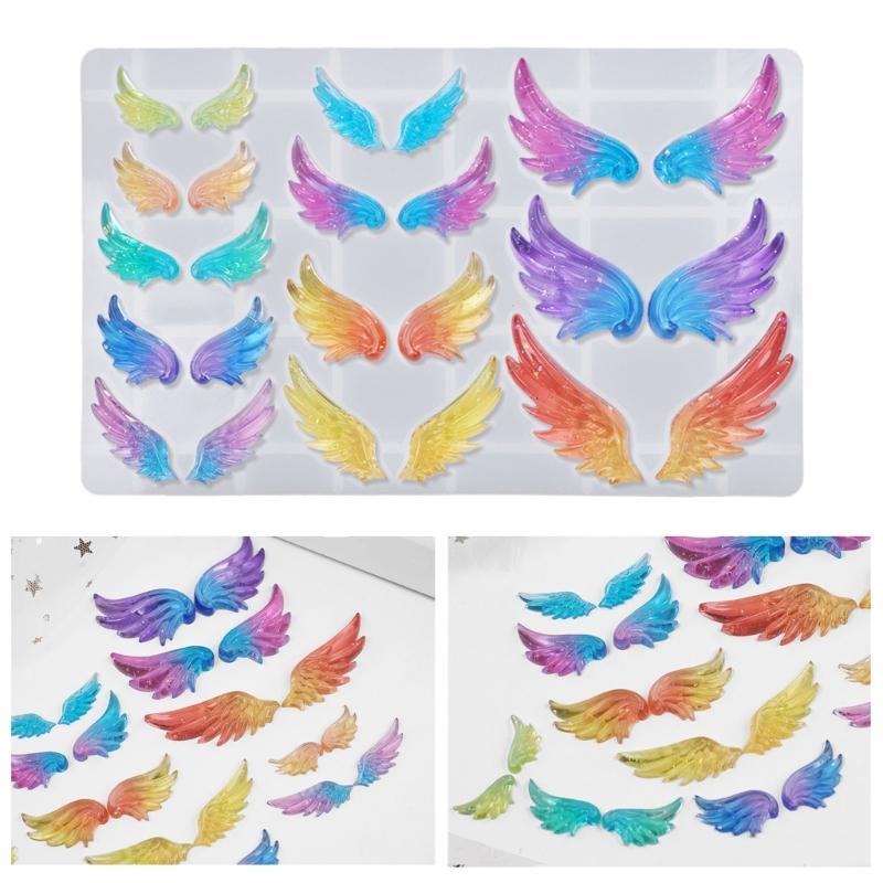 Mirrored Surfaces Angel Wing Silicon Mold for Crystal Resin Projects Easy Demoulding Halloween Decoration Mould
