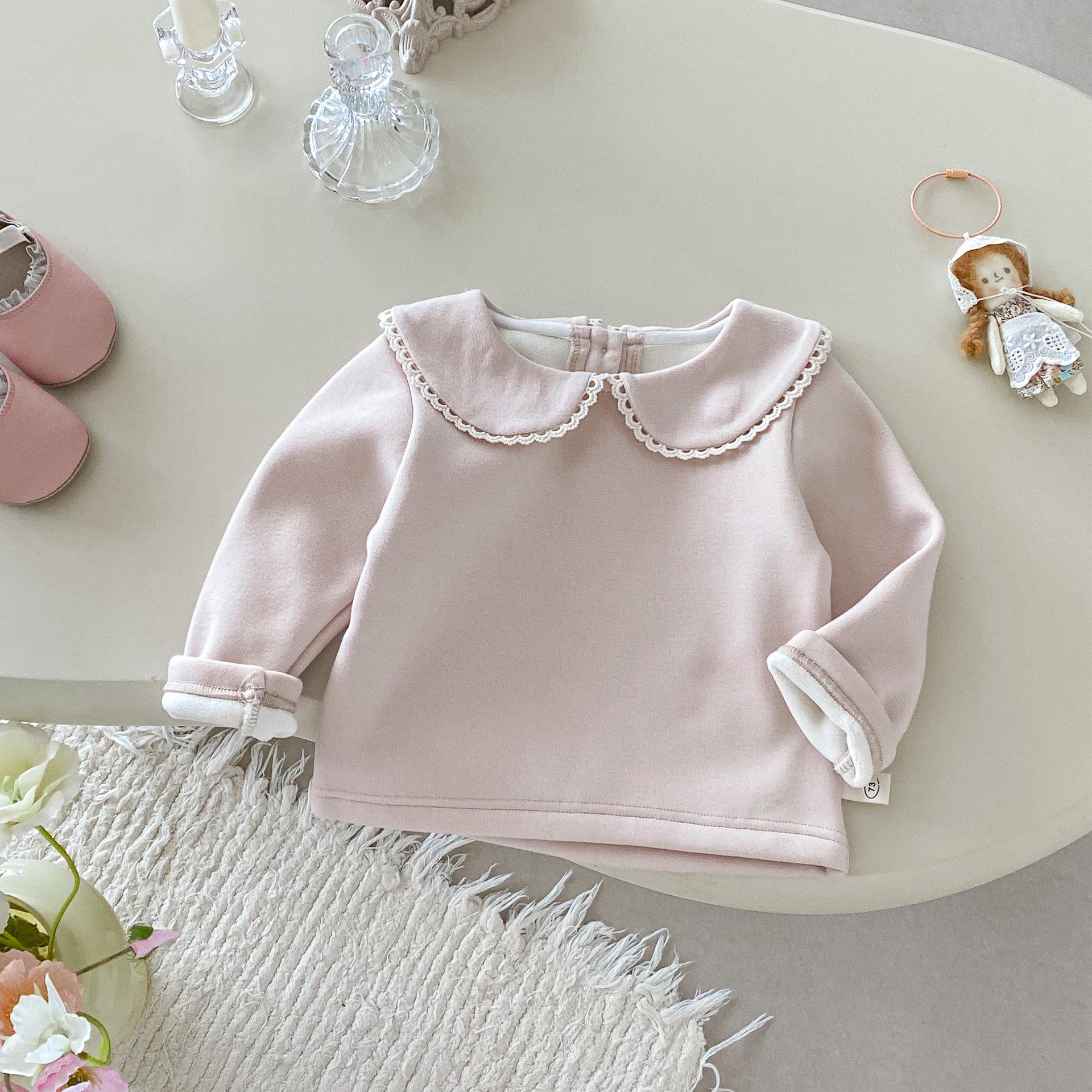 

Дівчачий зимовий базовий шар з флісовою підкладкою (Вік 0-5 років) - Модний однотонний корейський дитячий внутрішній одяг AY710 120 cm абрикосовий