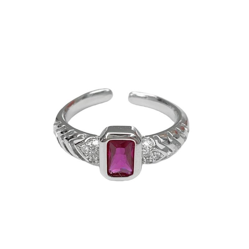 Medieval Brushed Imitation Pigeon Blood Red Ruby Open Ring, High-End Personality Diamond-Set Super Fairy Temperament Accessories