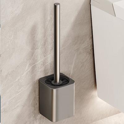 Weltraum-Aluminium Toilettenbürste mit langem Griff Schnelltrocknend Toilettenbürstenhalter Wandmontiert mit Halter