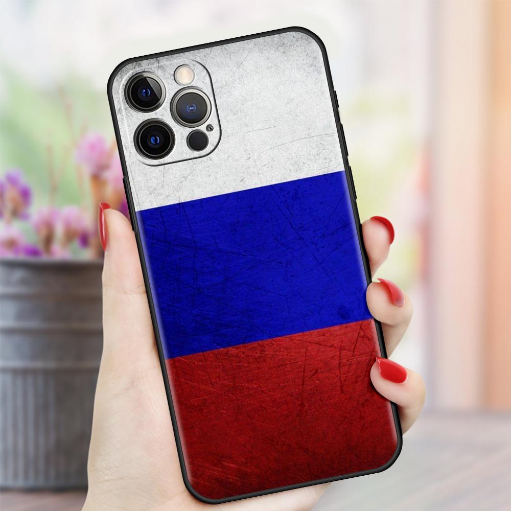 

Чехол для телефона Apple iPhone 13 12 11 Pro Max MIni X XS XR 7 8 Plus 6 6S 5 SE 2020, черный силиконовый чехол с флагом России Cas iPhone 5 5S SE