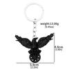 Vintage Viking Black Crow Necklace Odin Raven Compass Rune Pendant Keychain for Men Women Gothic Jewelry