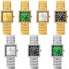 YaLaLuSi Bling Crystal Square Women Watch Gold Embossed Bracelet Date Dial Quartz Wrist Watch Luxury Gift Watch