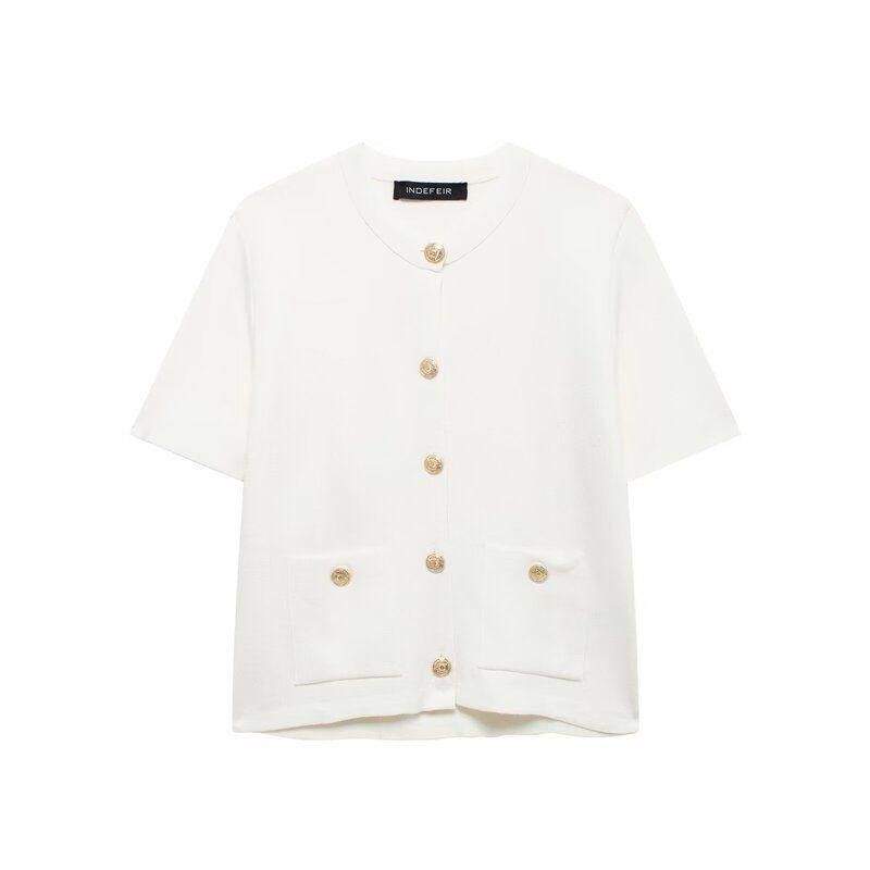 

Модный ветер, стройный темперамент, дикий трикотаж, куртка с коротким рукавом White M