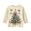 Children's 3/4 Sleeve Tops Casual Christmas Print T Shirt Round Neck Pullover Blouse