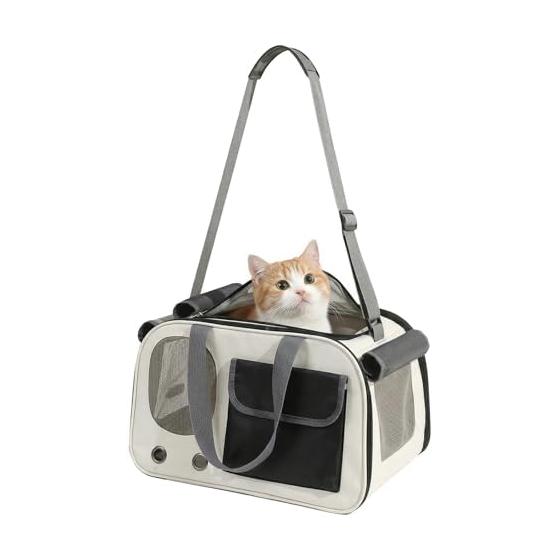 WagBloom Pet Carrier Bag, Foldable Cat Carrier Bag, Breathable & Lightweight, Small Dog Carrier Bag, 3WAY, Handbag/Shoulder/Car Load Capacity 8KG,