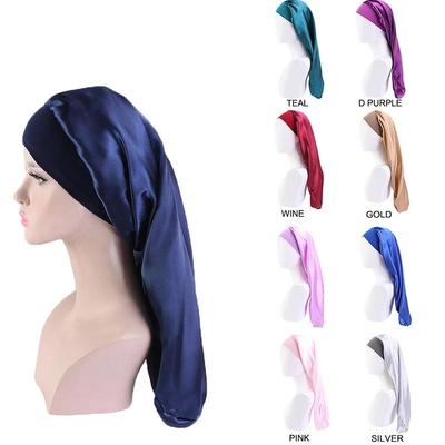 Gorro de dormir largo de satén para el cuidado del cabello, gorro de dormir nocturno para mujeres, trenzas, cabello rizado, cabello natural, gorro de dormir ajustable.