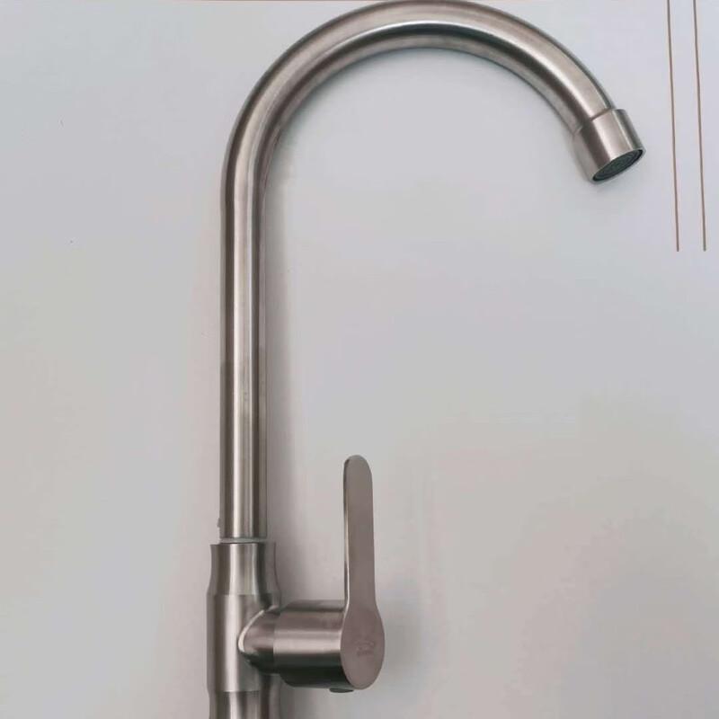 High Arc 304 Stainless Steel Single Cold Kitchen Faucet