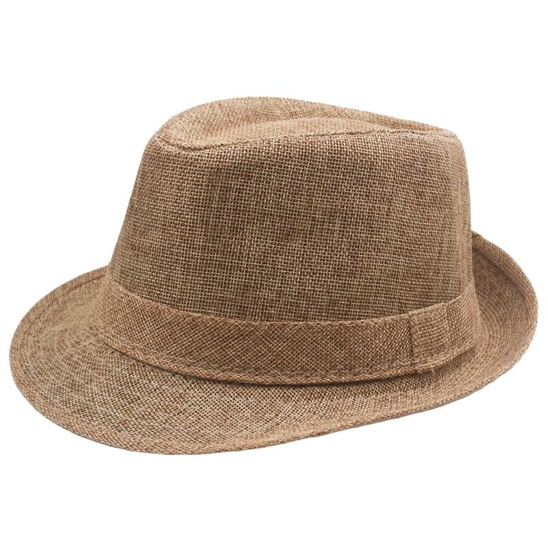 Linen Rolled-Brimmed Jazz Hat Summer British Retro Small Top Hat Outdoor Sun Hat