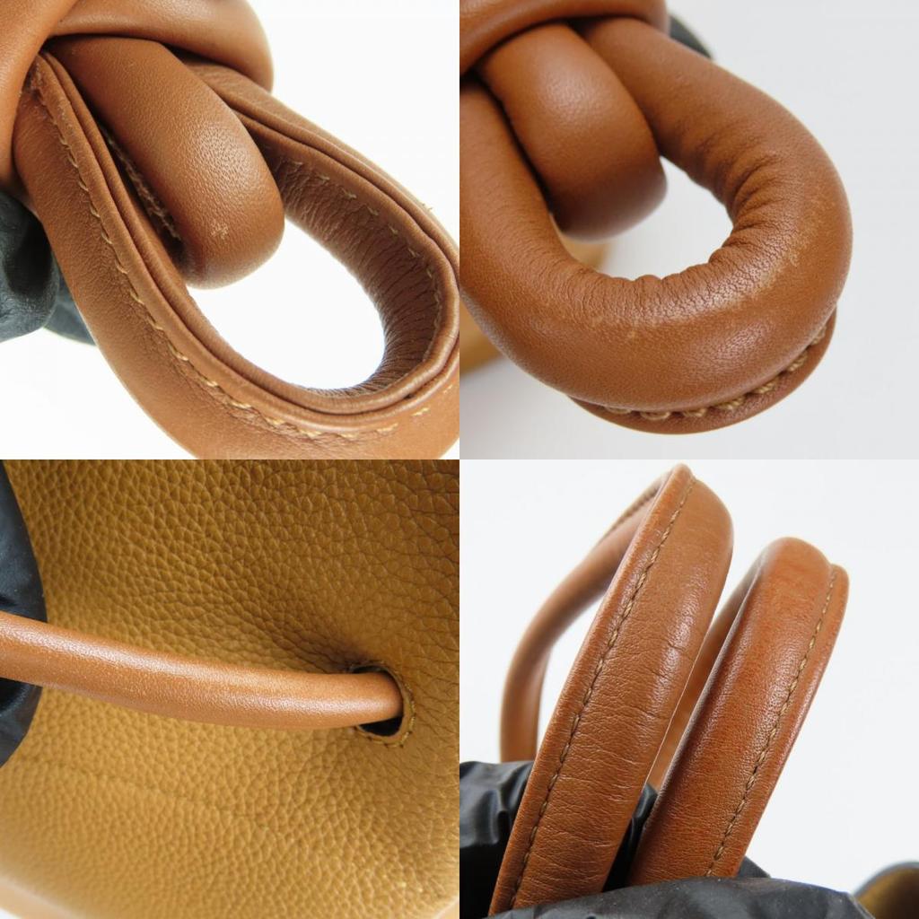 Used LOEWE Tote Bag Flamenco knots leather Camel Brown anagram