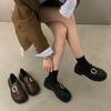 British style black small leather shoes women's spring and autumn 2025 new light mouth thick heel Mary Jane Love Doudou single shoes