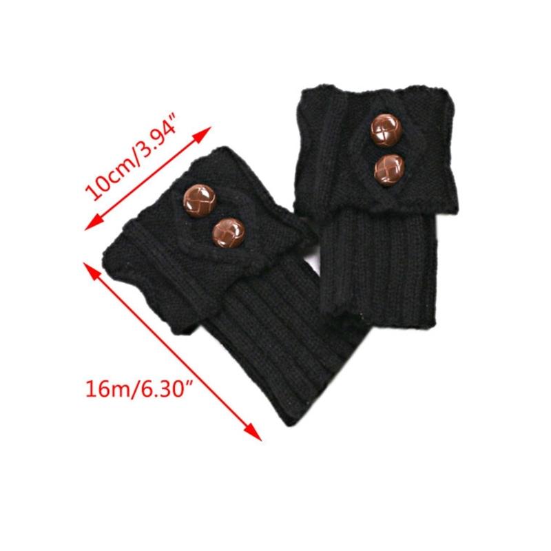 Short Women Crochet Boot Cuffs Socks Topper Gaiters Winter Button Cable Knitted Solid Color Elastic Leg Warmers Gifts
