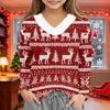 Girls Christmas Print V-Neck Casual Top for Winter