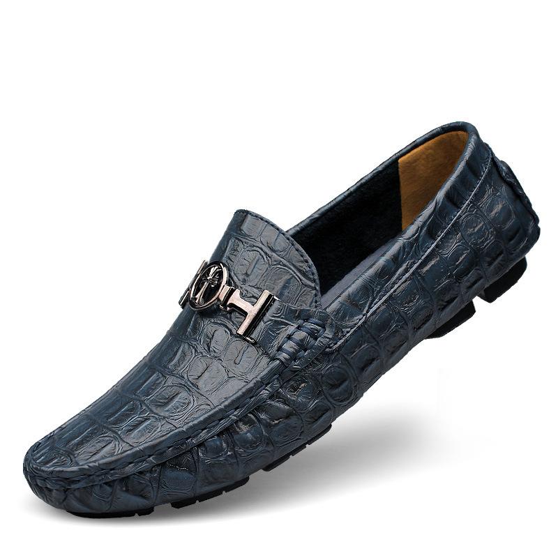 Mode Män Enfärgade Loafers Skor Plattklack Läder Singelskor Plus Size 36-50