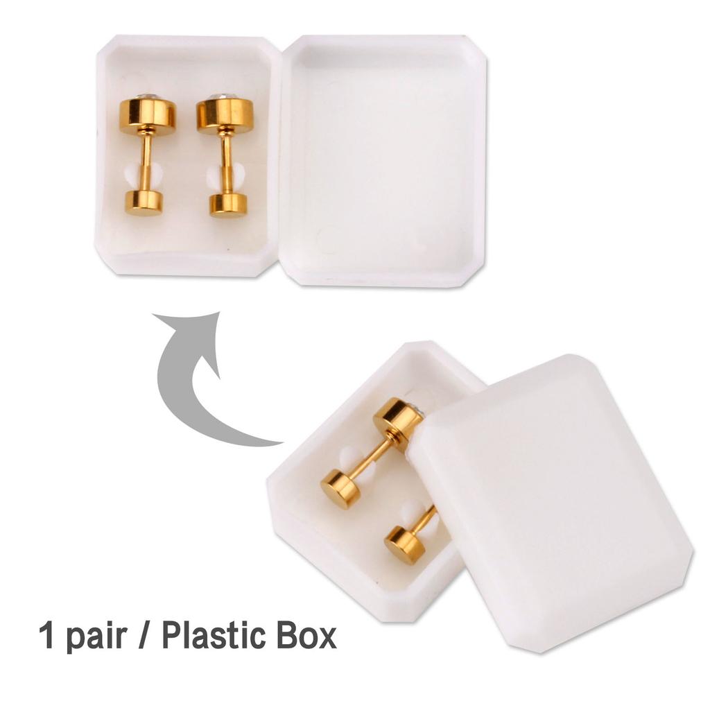 LUXUSTEEL 3mm-7mm Schwarz Weiß Zirkonia Zirkon Stecker Ohrringe Für Damen Herren Kristall Schraube Edelstahl Schmuck Kein Verblassen Allergiefrei