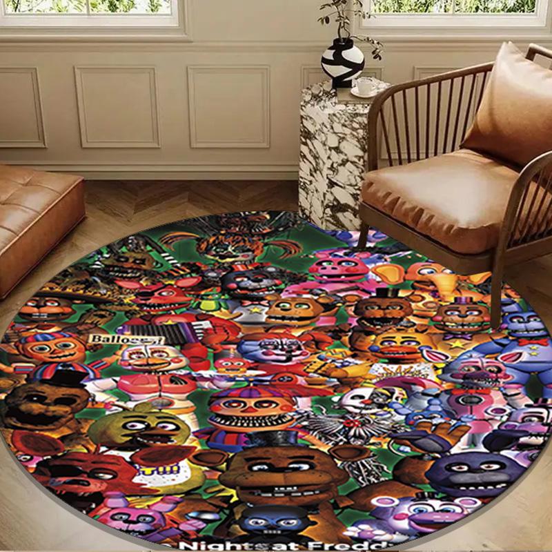 Fnaf Character Collage Round Rug for Livingroom,Bedroom, Palyroom, Chair Rug, Area rug, Circle Carpet, Large Size Fan Christmas gift