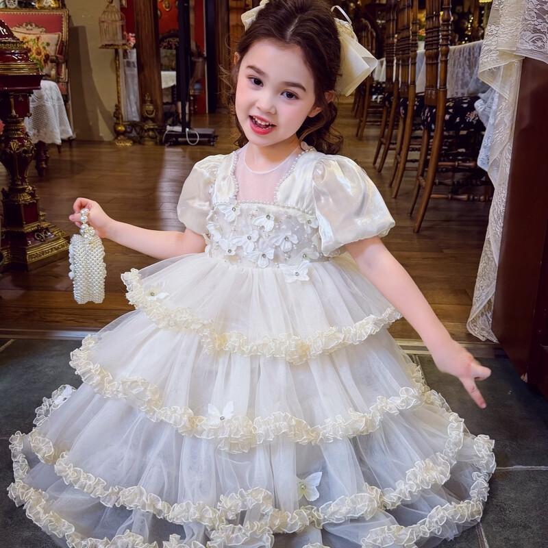 

MIMIHELLO Girls Puff Sleeve Princess Cake Dress 130