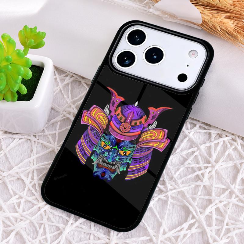 Masque Casque de Guerrier Japonais Samouraï Housse de Téléphone Souple Résistante aux Chocs pour iPhone 17 Air 16e 15 11 12 14 13 Pro Max Coque