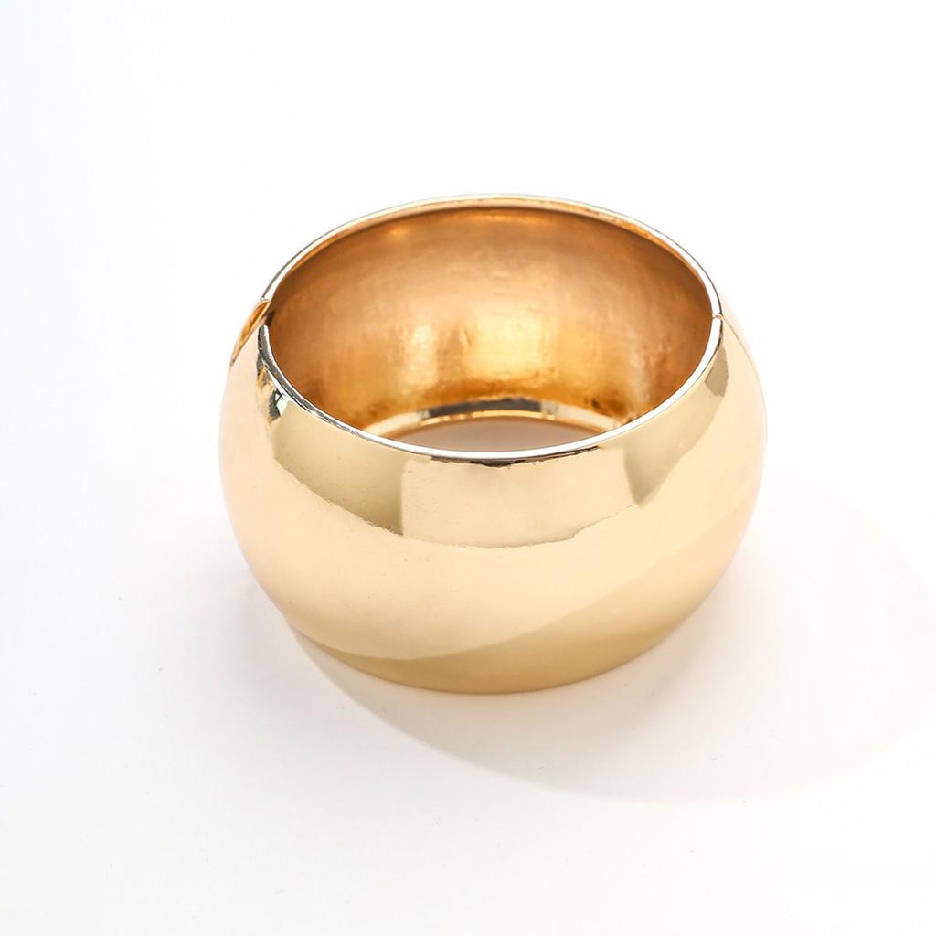 Punk Hip Hop Large Wide Cuff Chunky Gold Plated Bangles Bracelets for Women Minimalist Metal Spring Bangle Jewelry Gifts