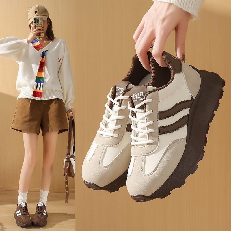 

Maillard platform Forrest Gump shoes 22 autumn new muffin shoes retro German training casual sports dad shoes 35 бежевый