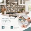 6 Pieces PVC Material Kitchen Backsplash Wallpaper 5.9x11.8in Brown Bathroom Backsplash Sticker Waterproof Oil Resistant