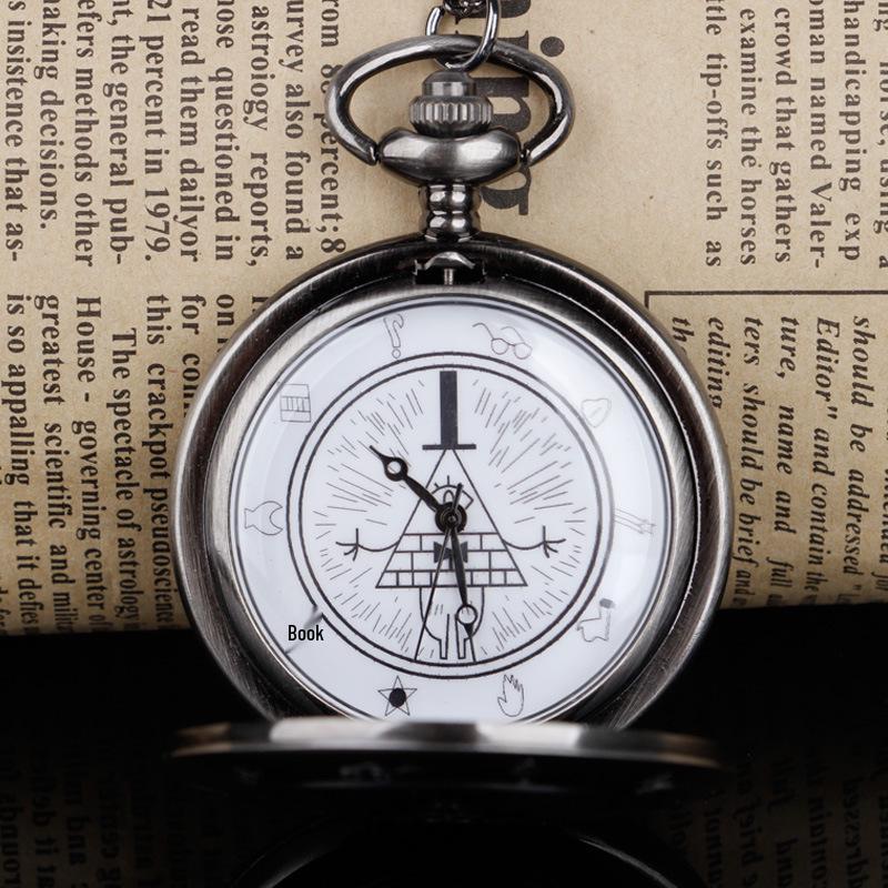 Cartoon Creepy Town Triangle One-Eyed Devil Necklace Quartz Pocket Watch