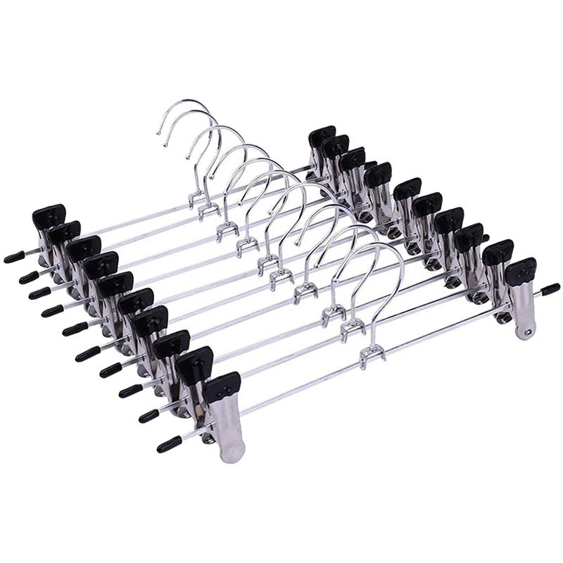 5pcs Metal Pants Racks Wind Proof Multi-purpose Skirt Racks For Clothes Drying Trousers Wardrobe Clip Anti-slip Clothes Hanger