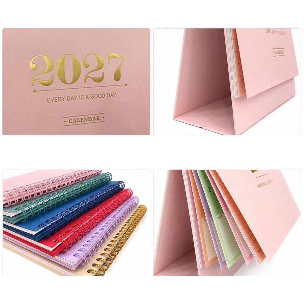 Morandi Color 2027 Desk Calendar Paper Flip Calendar Durable Academic Planner Desktop Decoration
