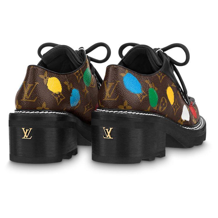 Yayoi Kusama x LOUIS VUITTON Beaubourg Schnürung Klobiger Absatz Mittlerer Niedriger Absatz Schuhe Damen Braun 1AB9MP