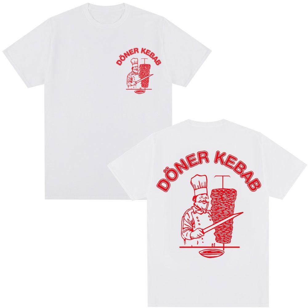 Sommer Hot Sale Döner Kebab Fun Bedrucktes Baumwoll-T-Shirt, Übergroßes Kurzarm-Shirt, Harajuku Gothic Stil, Unisex Streetwear