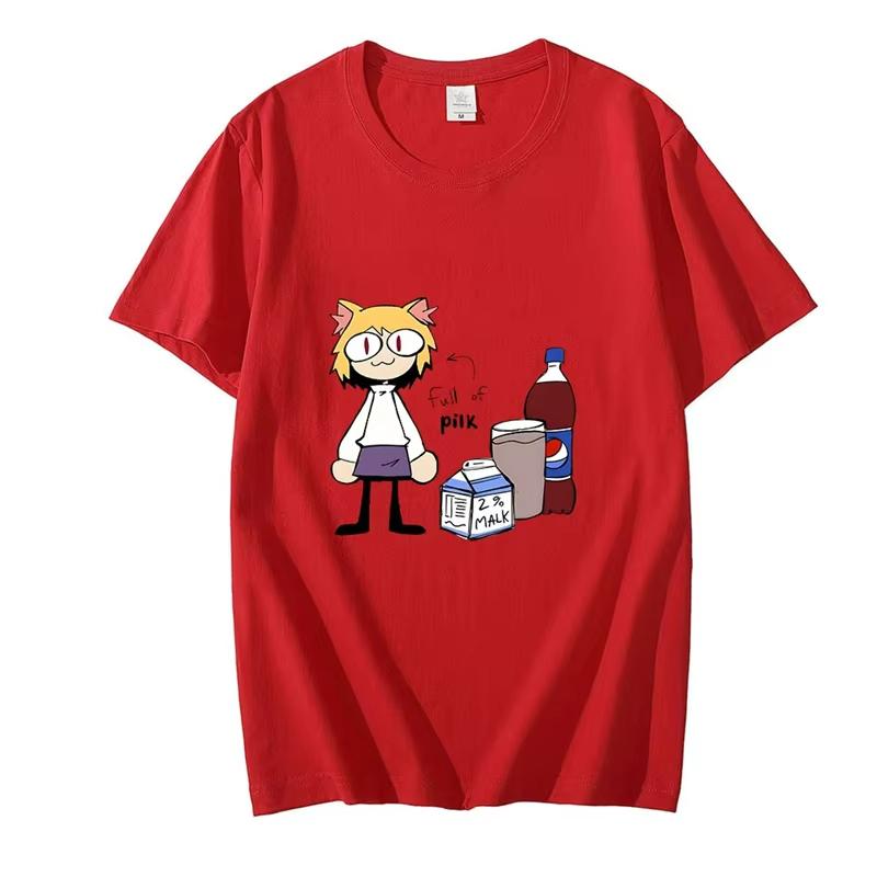 Melty Blood Neco Arc Printing T-shirt for Men and Women Summer Couples Loose Casual Short Sleeve Casual Trendy New Models