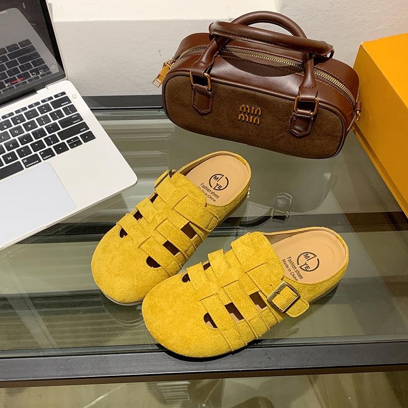 Boken Baotou Slippers Women's 2025 New Spring and Summer Hollow Breathable Retro Fashion Versatile Lazy Muller Sandals