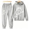Fashion Rock Cat Guitar Player Animal Cat Print Kids Pullovers Pants 2-piece Set Street Casual Fashion Hoodies Vintage Boy's Girl Clothes