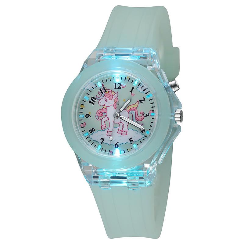 Cartoon Unicorn Watch, Primary School Children'S Luminous Luminous Silicone Quartz Watch