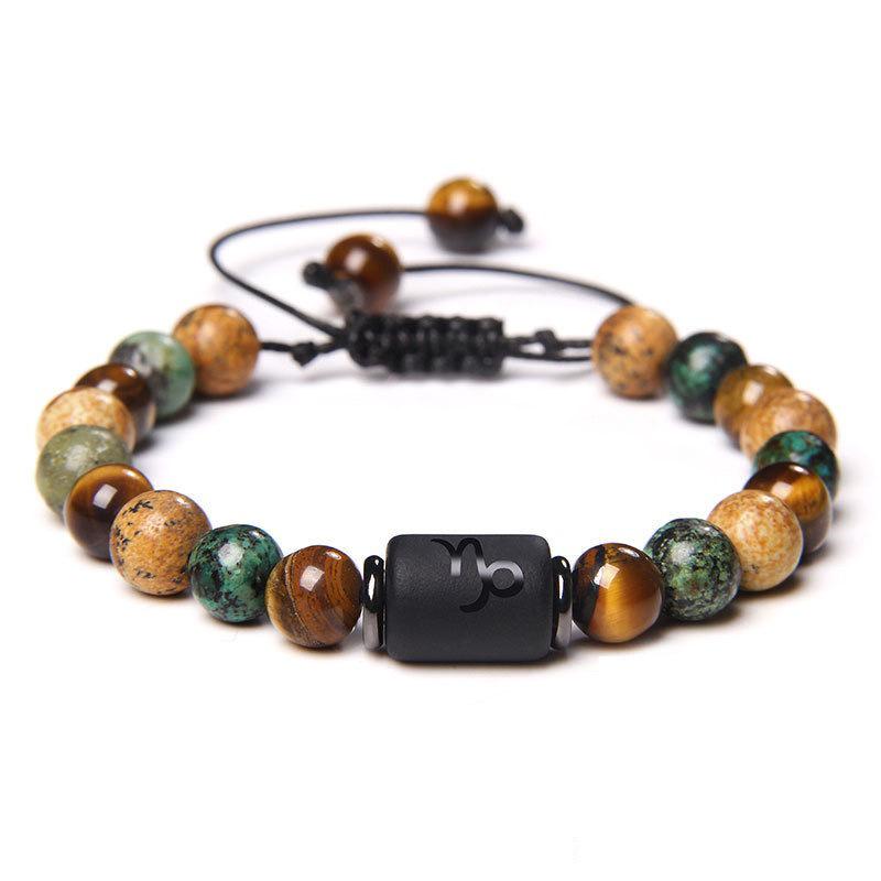 Tiger Eye & Picture Stone Handmade Zodiac Bracelet Set (8mm Beads)