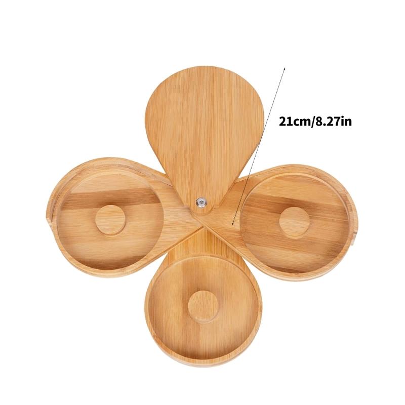 User Friendly Wood Three Layer Rotating Spices Storage Box Saving Counter Space Elegant Solution for Organized Cooking