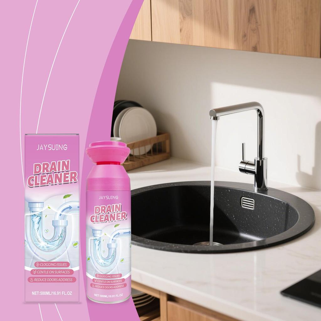 JAYSUING Pipe Cleaner: Dissolves Oil & Dirt, Unclogs Kitchen & Bathroom Drains.