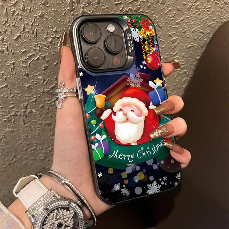 Christmas Application Apple 14P Mobile Phone Case New iPhone16Pro Hard Case 15max Anti-drop 12/11 Colored Silver 13