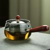 360° Rotating Handle High-Temperature Resistant Borosilicate Glass Tea Pot Set for Small Green Tangerine Tea.