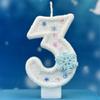Christmas Snowflake Theme Birthday Candles for Cake White Digit 0-9 Candle Cake Topper with Sequins Party Dressing