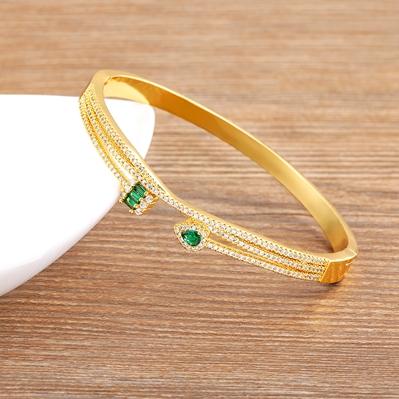 

Nidin Classic Light Luxury Brand Inlaid Zircon Gold Plated Bangle Bracelets For Women 4 Colors Charm Party Wedding Jewelry Gift 56-58mm