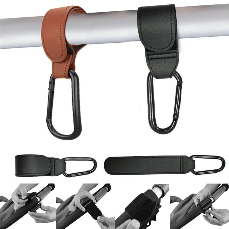 Multifunctional PU Leather Stroller Hook 360 Degree Rotatable Velcro Hook for Baby Pram Stroller Cart Organizer Accessory
