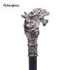 Baston de mers de lux argintiu cu cap de dragon, baston de mers decorativ la modă, baston elegant de gentleman pentru cosplay, pommel crosier 93cm