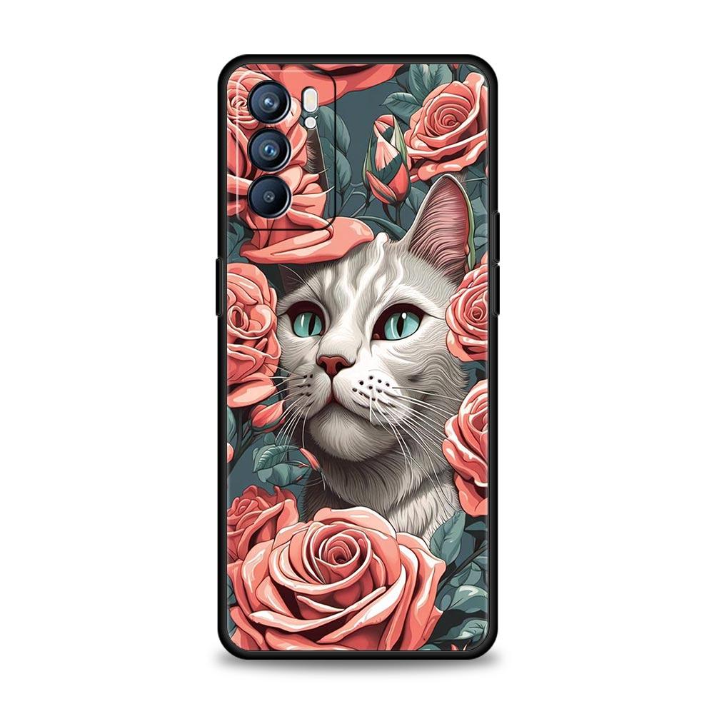 Custodia Carina per Telefono Gatto Rilevatore Per Oppo Reno8 Reno7 Reno6 Pro A54 5G Find X6 X5 A53 A52 A9 A15 A95 A17 A16 A76 A74 A57 A31 Copertura
