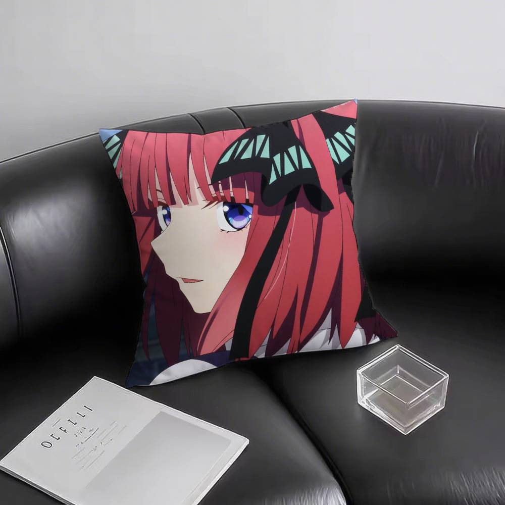 Nakano Nino LOVE Anime The Quintessential Quintuplets Pillow Case Fashion Square Pillowcase Sofa Room Ins Decoration Leisure