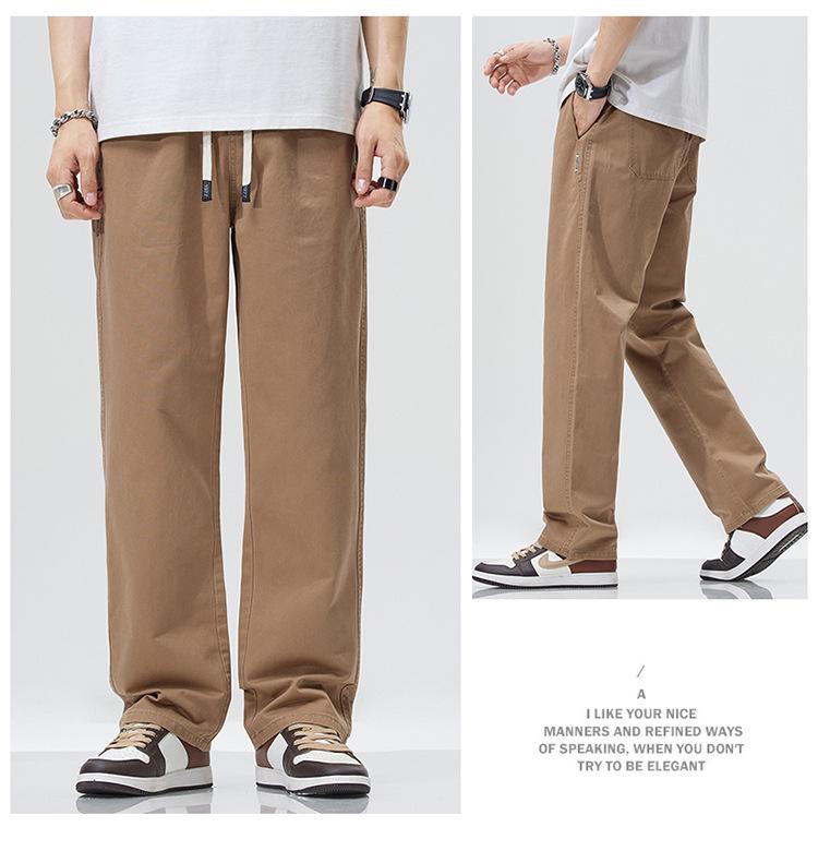 Pure Cotton Men's Casual Straight-Leg Pants - Spring/Autumn Trendy, Loose, Versatile Workwear