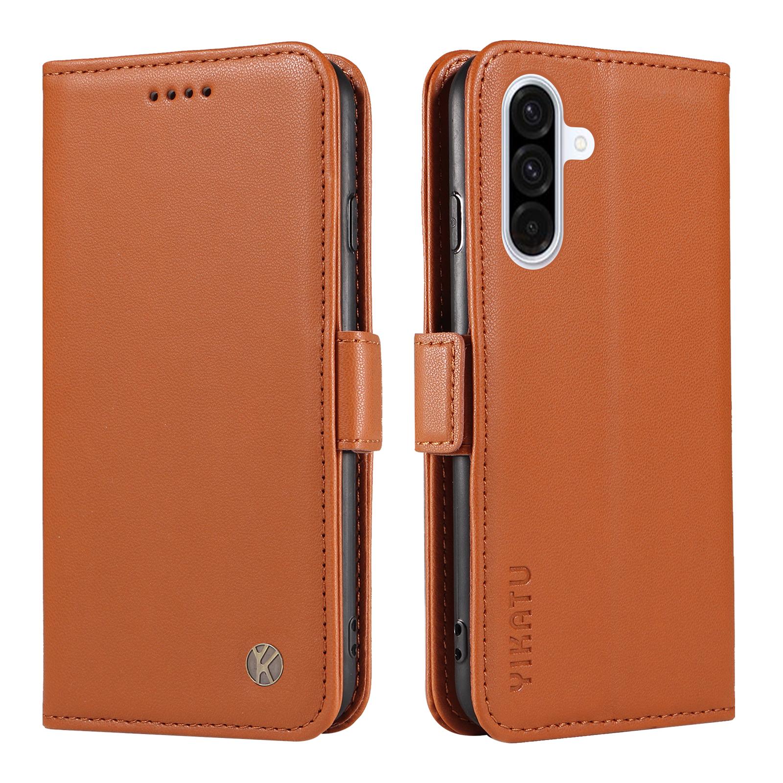 

For Samsung Galaxy A56 5G/M56 5G Wallet Phone Case YIKATU YK-003 Leather Stand Cover - Black E